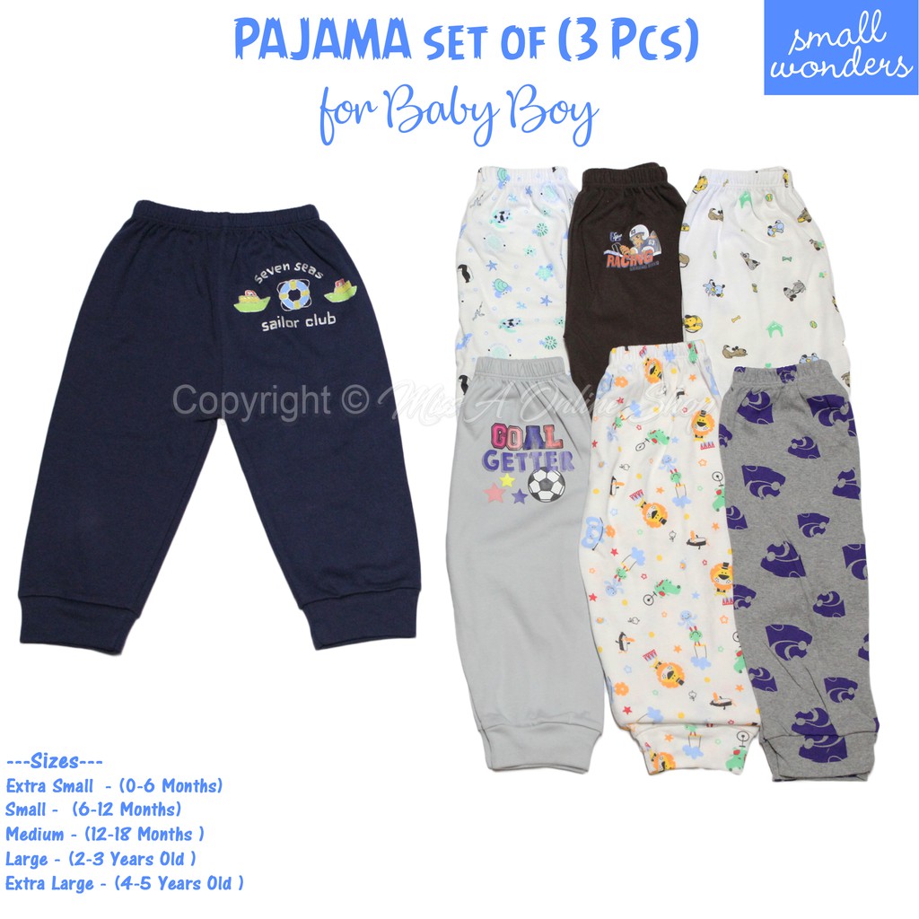 Small Wonders Pajama For Kids Boy 3 Pieces 0 5 Years Old High Quality Materials Shopee Philippines