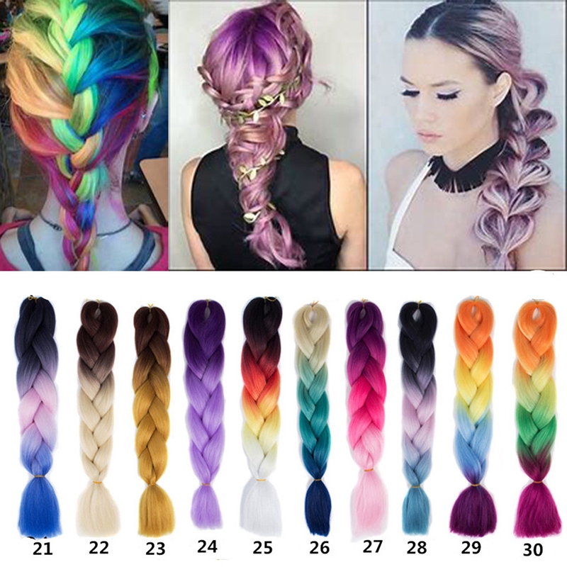 High Quality Fashion Multicolor 24 60cm Ombre Dip Dye Kanekalon
