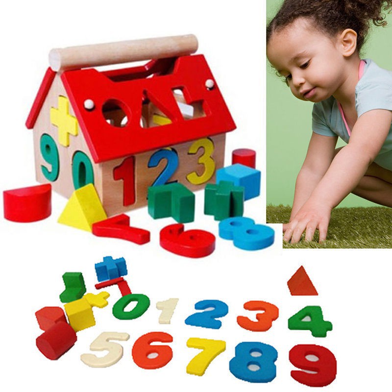 Posting House Shape Sorter Wooden Number Toys Kids Educational Intellectual HGUK 