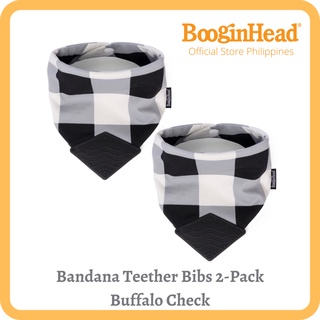 BooginHead Bandana Teether Bibs 2 in a Pack - Buffalo Black and White Check