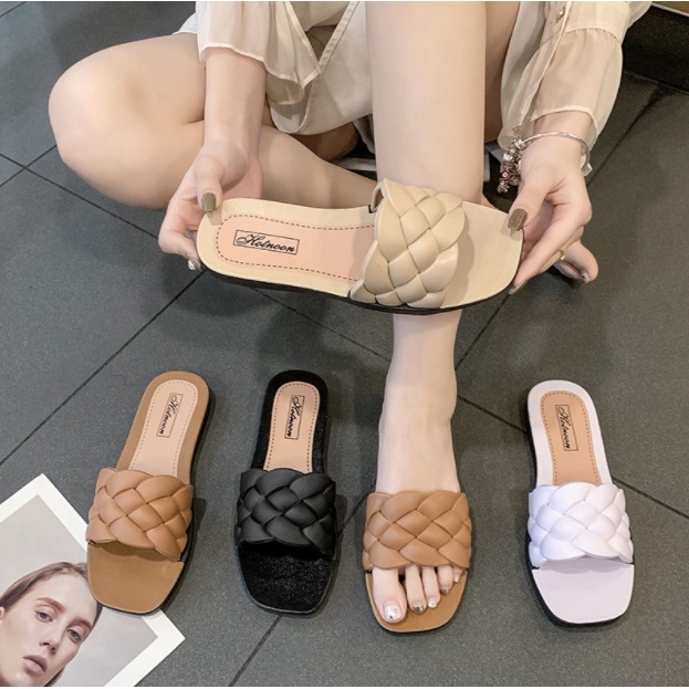 【BELLE】New Stylish Trending Korean Flat sandals slippers Slip-Ons shoes ...