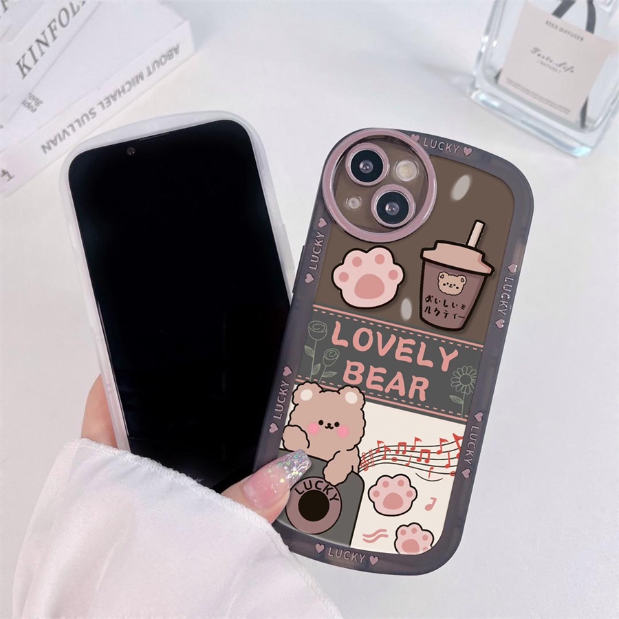 Soft Lovely Bear Case OPPO A57 2022 A16 A16K A16e A77S A15 A54 A53 A12 ...