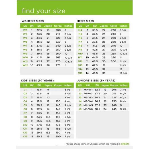 crocs sizes for toddlers