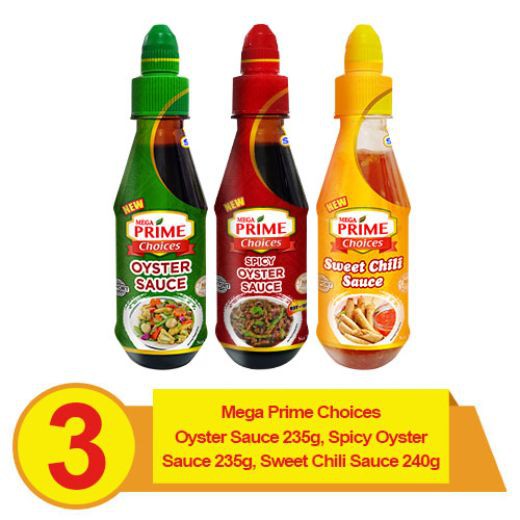 Mega Prime Choices, Oyster, Spicy Oyster and Sweet Chili Sauce Bundle