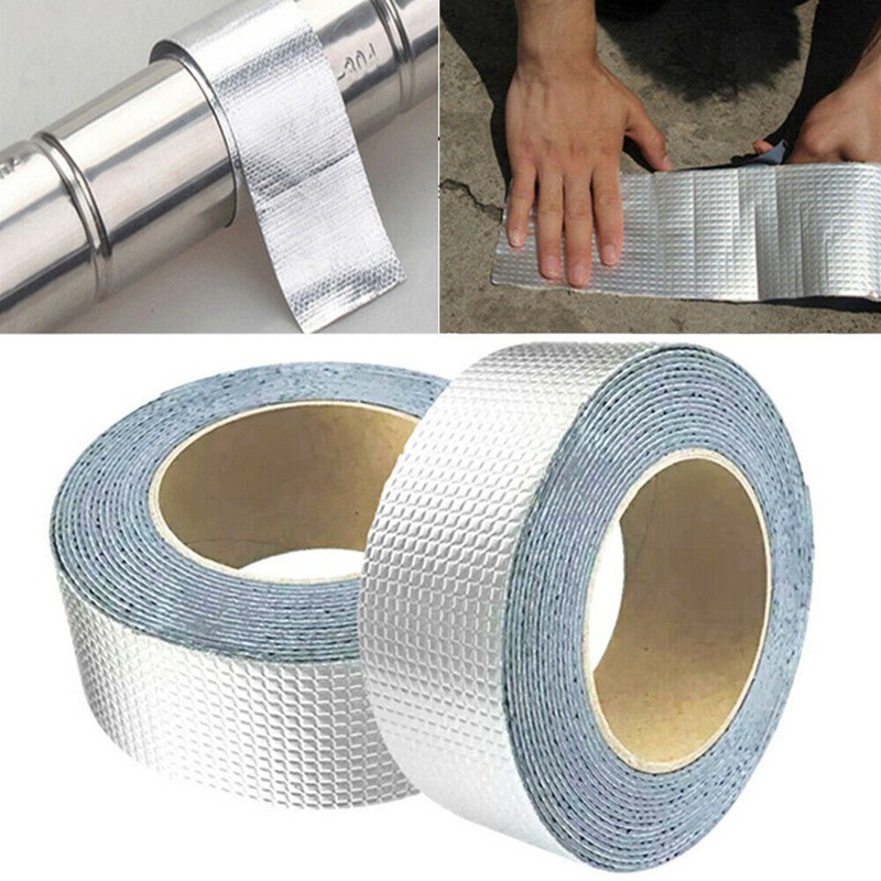2Pcs Super Strong Waterproof Tape Butyl Seal Rubber Aluminum Foil Tape 50mm x 5M Top