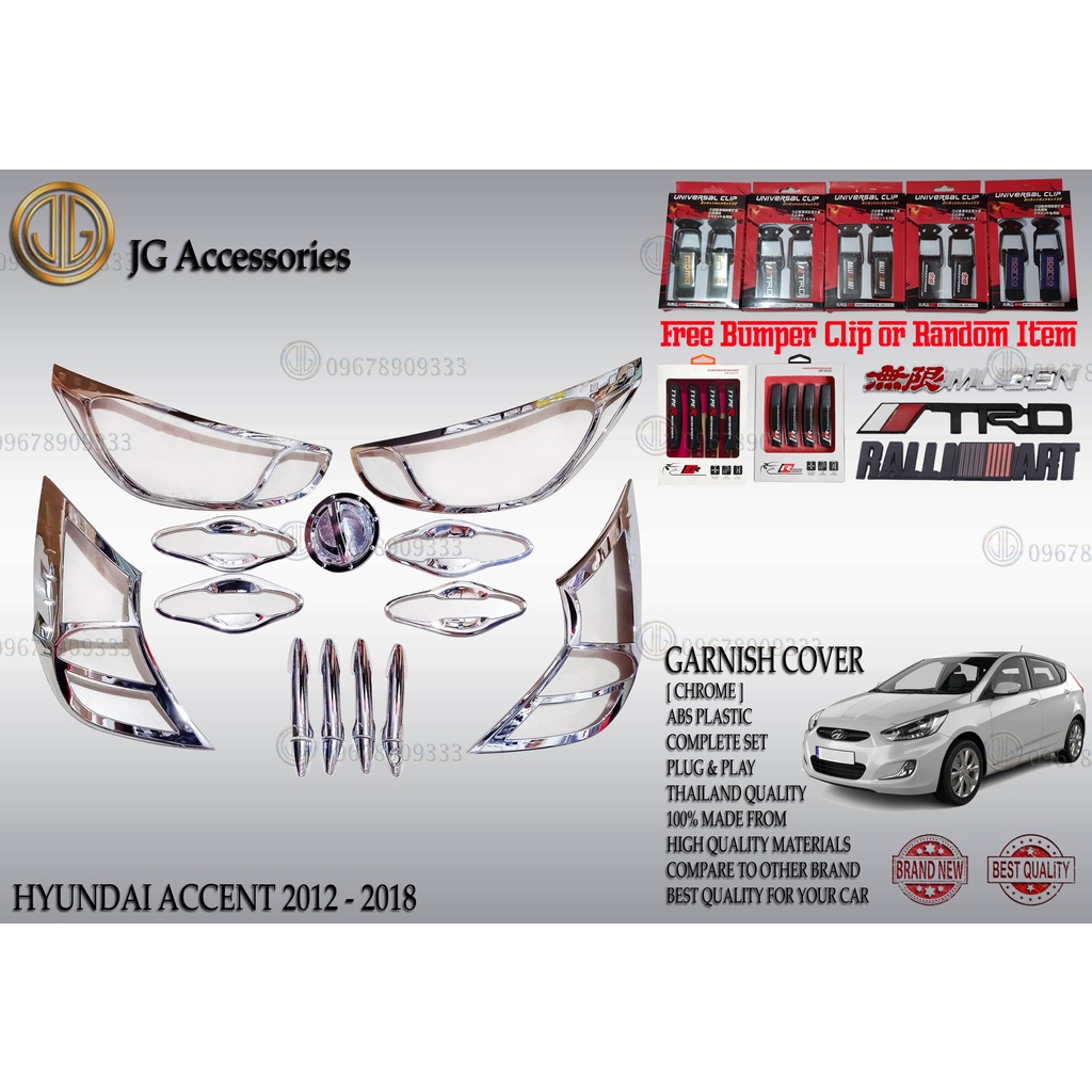 HYUNDAI ACCENT HATCHBACK 2012-2018 COMBO SET CHROME/COMBO KIT/COMBO ...