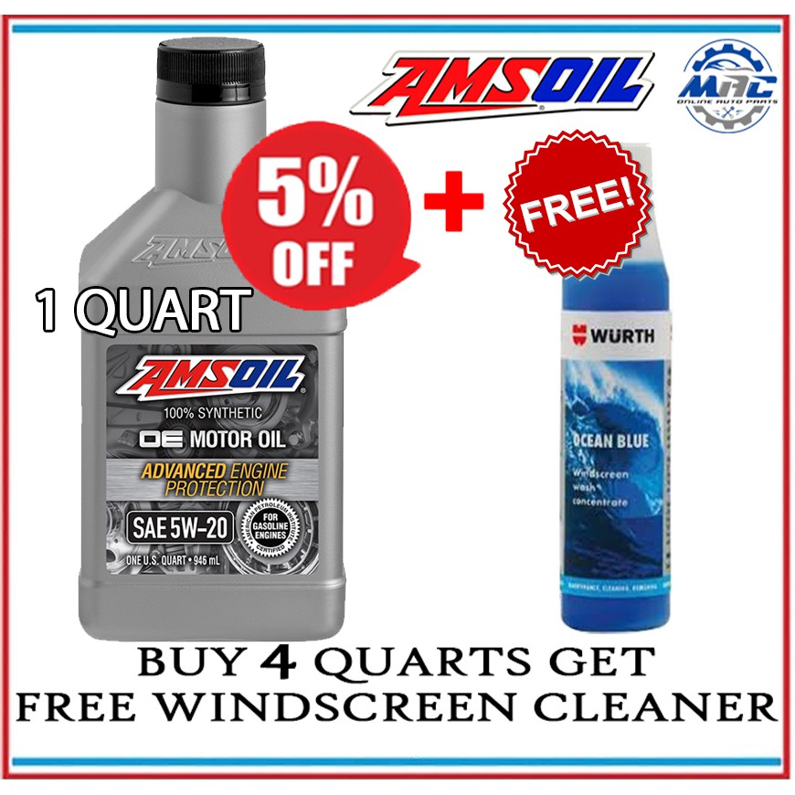 AMSOIL OE Motor Oil 5W20 Fully Synthetic GAS ENGINE oil 1 Quart