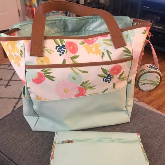 cloud island floral tote diaper bag