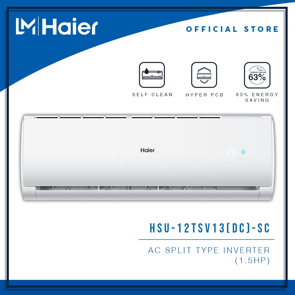 Haier HSU-12TSV13(DC)-SC 1.5 Hp Split Type Inverter CLEAN COOL Inverter Split Type Aircon 