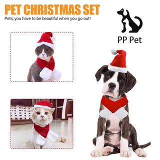 Pet Christmas Hat Scarf Kit Pet Single-Sided Fleece Clothes Autumn And Winter Clothes