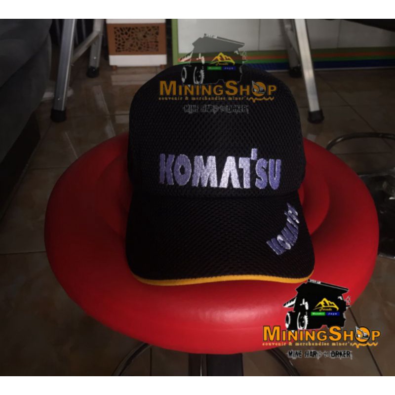 Komatsu Hat Embroidery Heavy Tool double mesh Nets KOMATSU LOGO