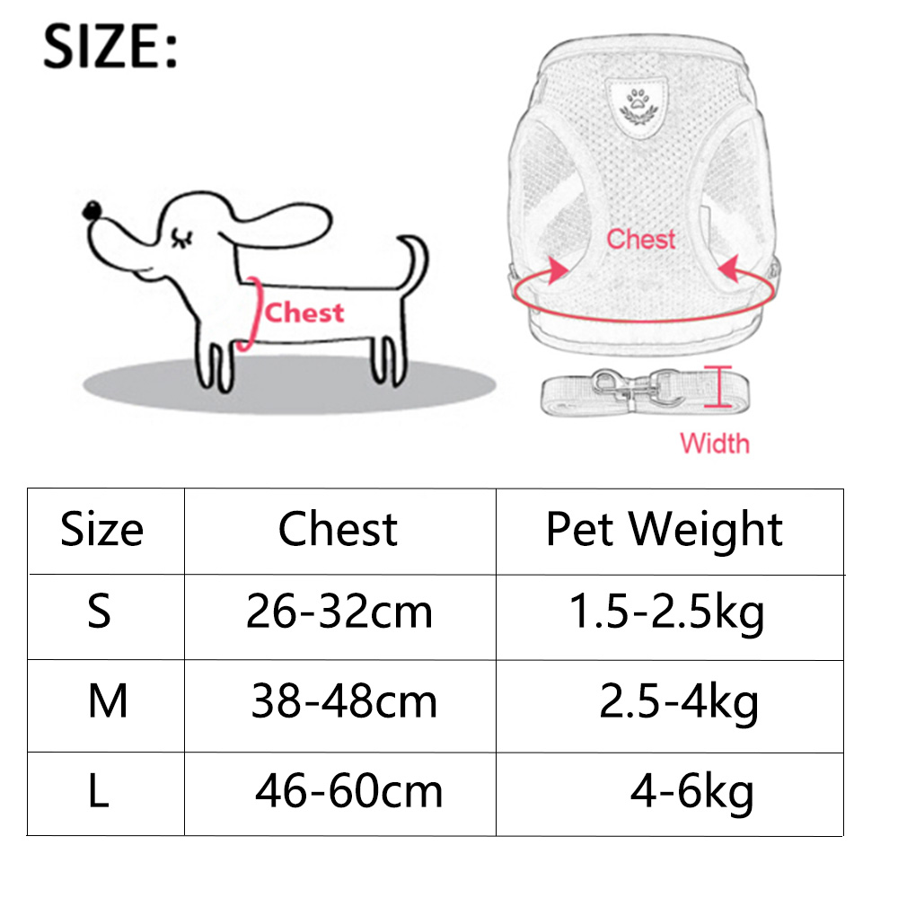 Pet Dog Harness Soft Mesh Chest Strap Dog Harness Pet Training Supplies Adjustable Outdoor Walking dogs Leashs
