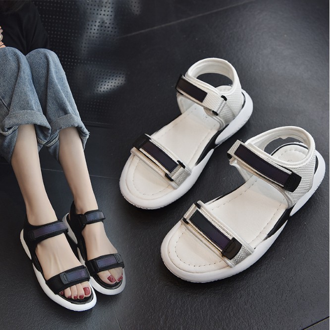 【LaLa】2020 Fashion Flat Rubber Sports Beach Velcro Sandals shoes ...
