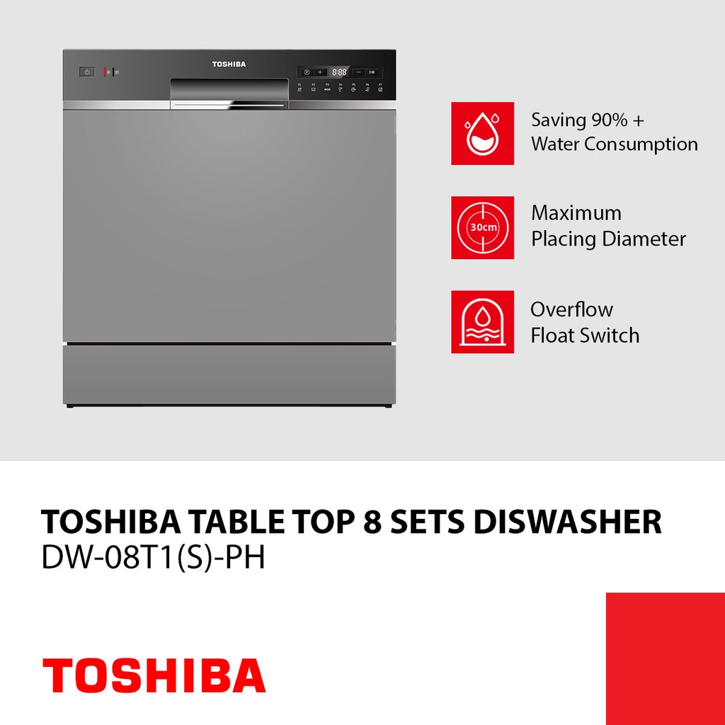 Toshiba Table Top 8 sets Dishwasher DW08T1(S)PH Shopee Philippines