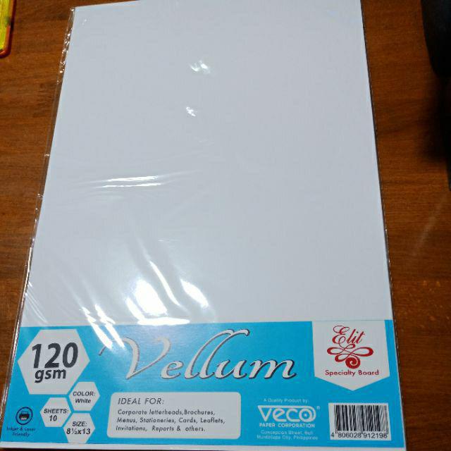Vellum specialty board white 120gsm 10sheets Shopee Philippines