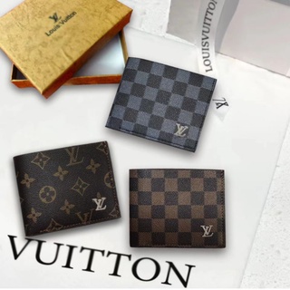 Gs•Men Leather Short Wallet With Box Fashion LV Wallet