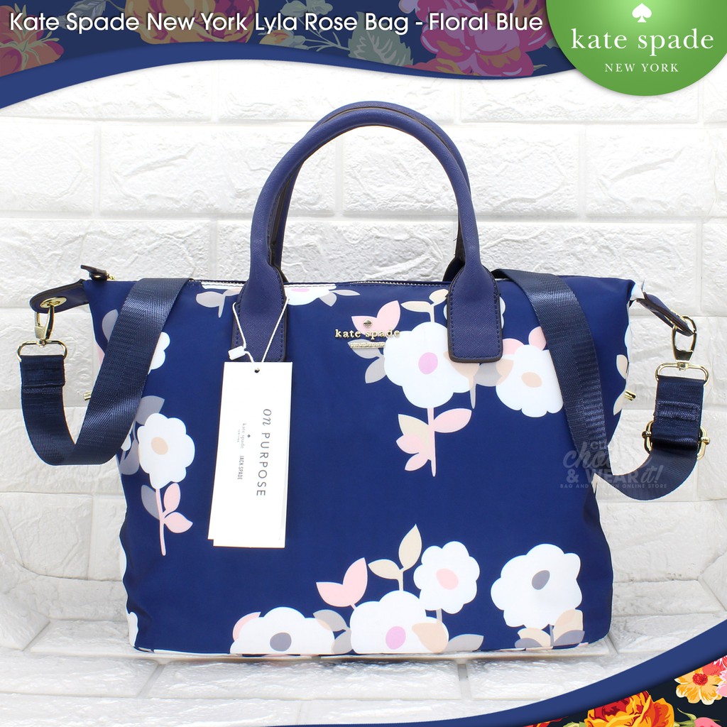 blue and white kate spade bag