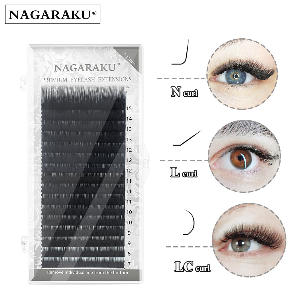 NAGARAKU LC curl N L eyelash extension premium mink super soft L+ 7 ...