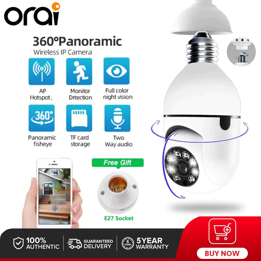 E27 CCTV Bulb Camera Wifi Wireless Connect to Cellphone Home Security