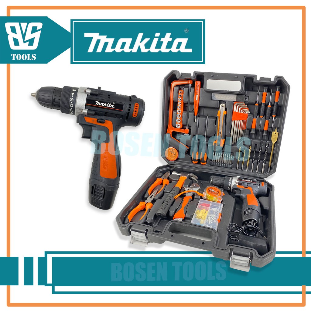 Makita 76/118 Pcs Cordless Drill Driver 12V DoubleSpeed and Free