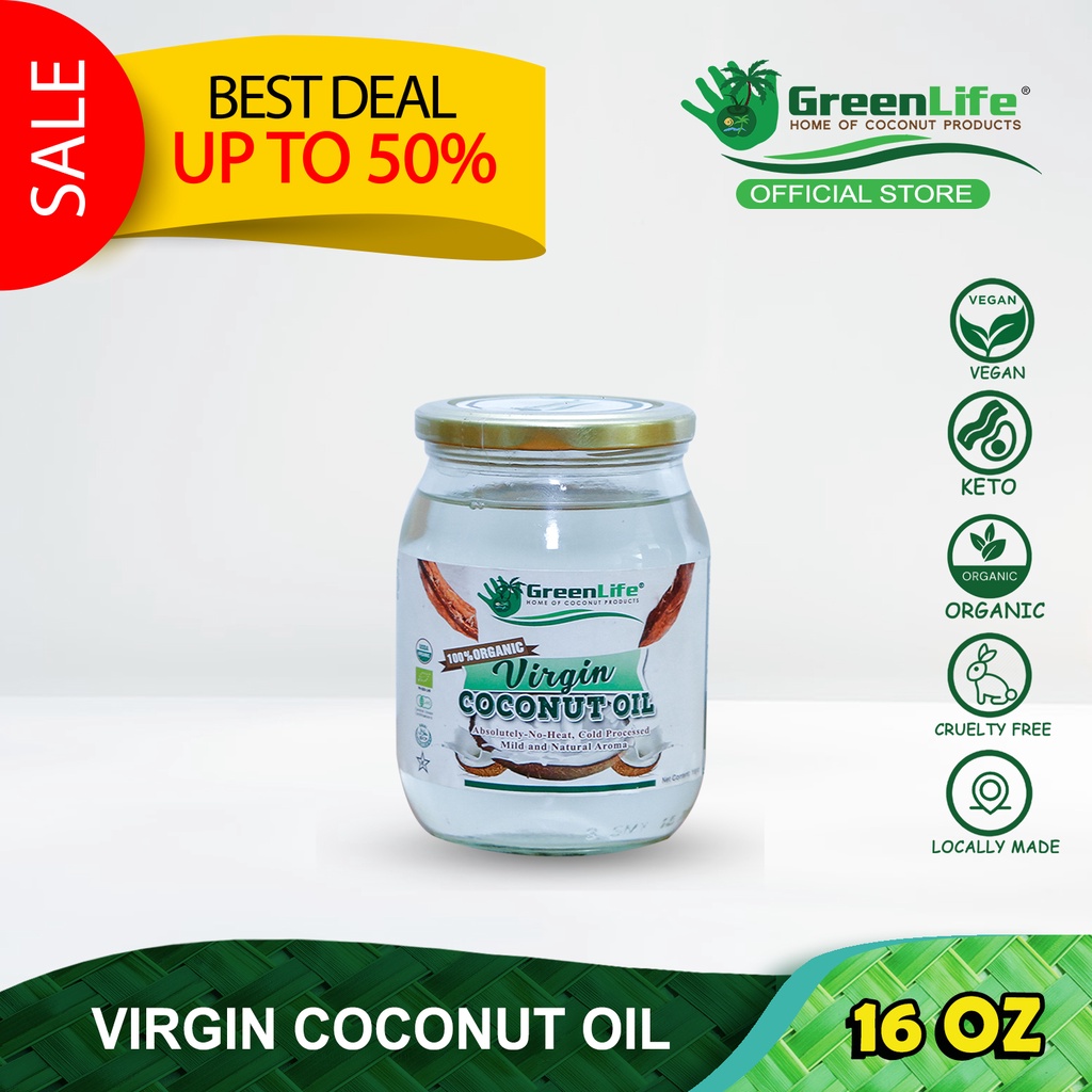 ORGANIC VIRGIN COCONUT OIL 16oz VCO Coldpressed Food Grade Export
