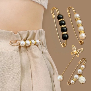 Metal Pearl Cute Brooch Pin Jewelry Pearl Brooch Tightening Waistband Pin Opening Bottom #4