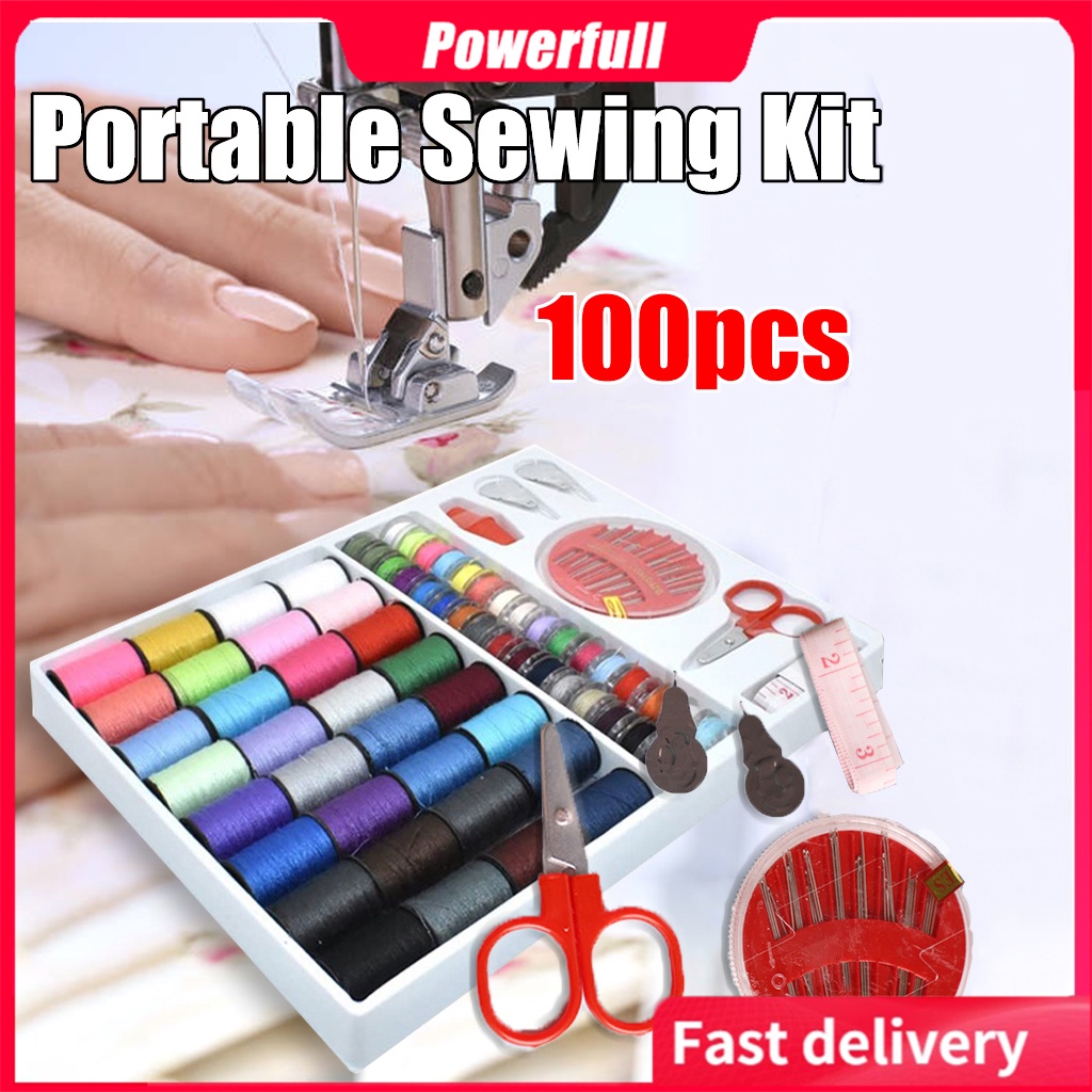 100pcs Portable Sewing Kits Spools Sewing Threads Travel Pack Complete