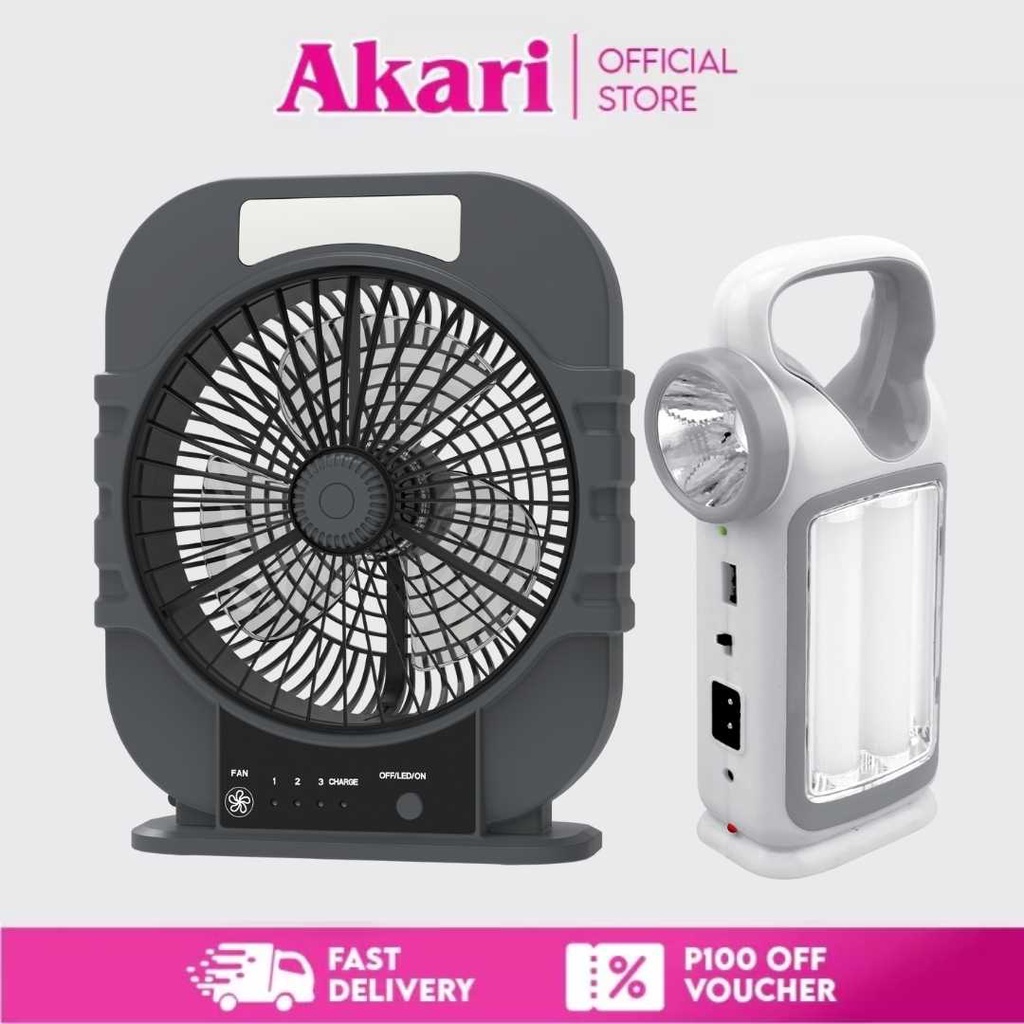 Akari Emergency Bundle (ARF3509 Rechargeable Fan ARLK9821 Solar