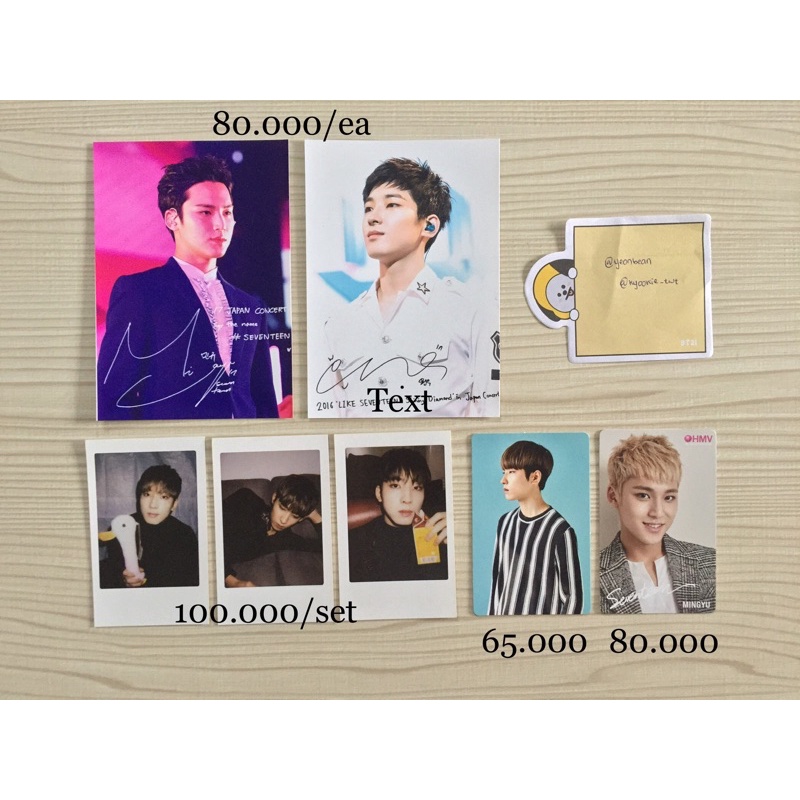 Seventeen mingyu wonwoo pc photocard kpop lawson print album 2nd gen ...