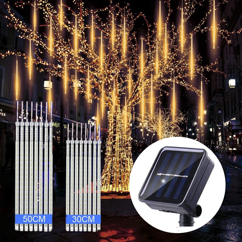 Solar Christmas Lights Outdoor Waterproof LED Solar Meteor Shower Rain ...