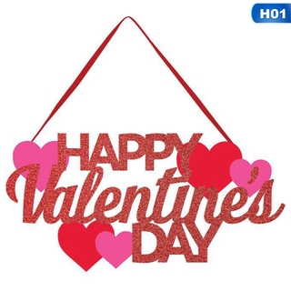 Valentines Day Sign Party Decorations Wooden Happy Banner with Hanging Ribbon #5