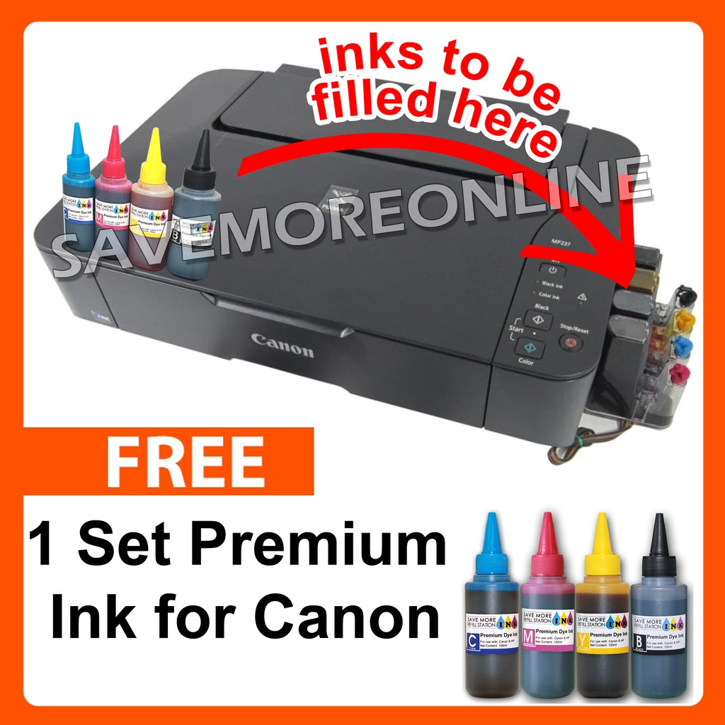 Canon Pixma MP237 3-in-1 Printer w/ CiSS Filled w/ inks ...