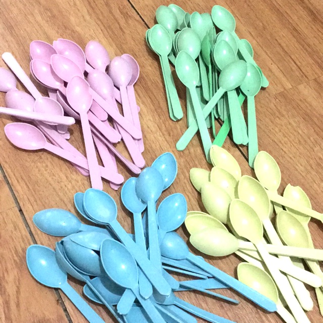 SMALL PLASTIC SPOON ASSORTED COLOR 50 pcs Shopee Philippines