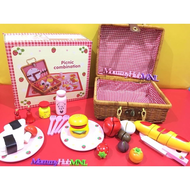 wooden picnic set toy