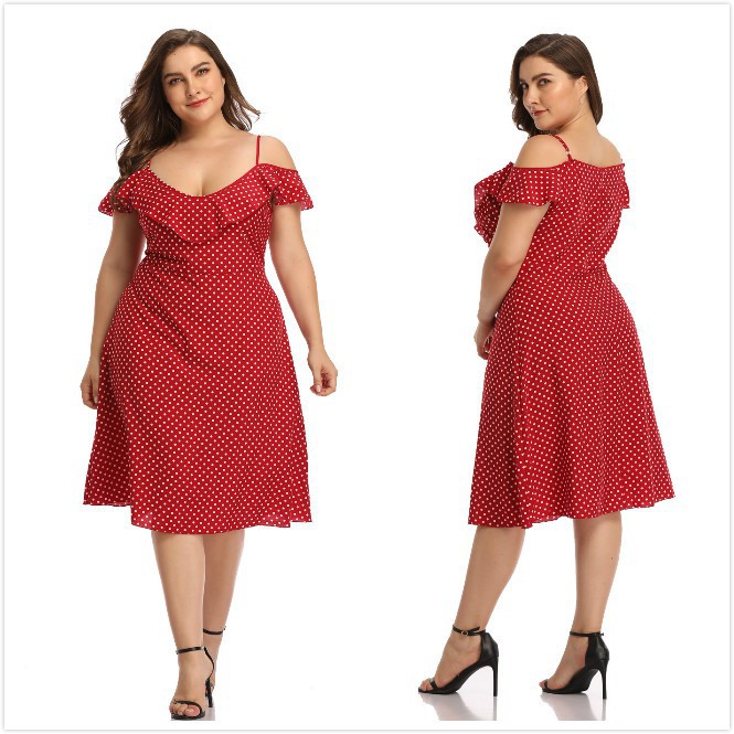 red casual dress plus size