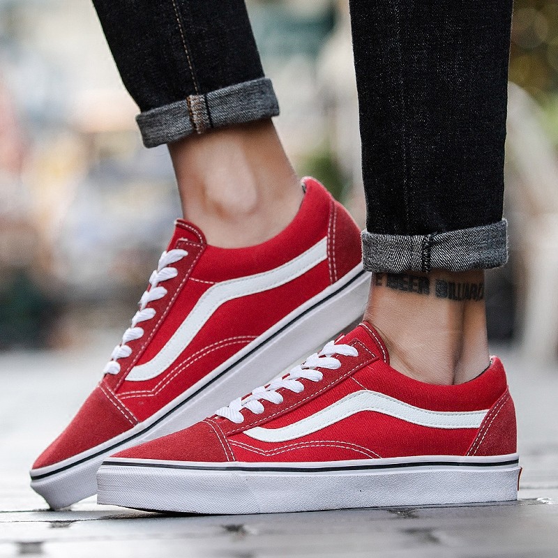 mens red vans outfit