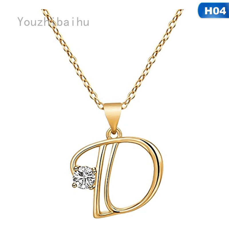 Youzhibaihu 14k Rose Gold 925 Sterling Silver 26 Letters Initial Necklace Alphabet Diamond Name Pendant Shopee Philippines