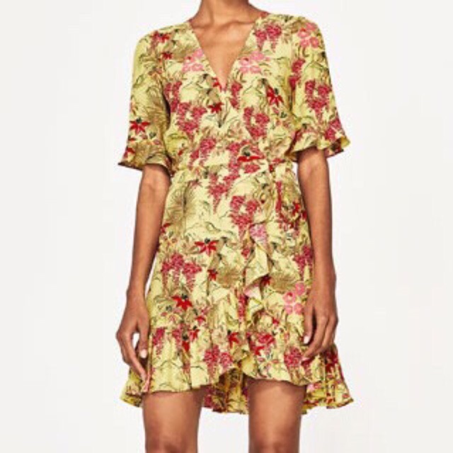 zara yellow floral dress