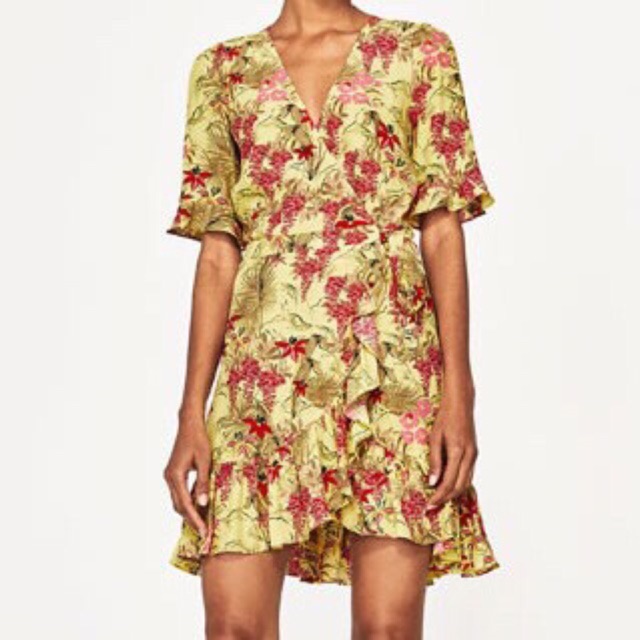 zara floral wrap dress