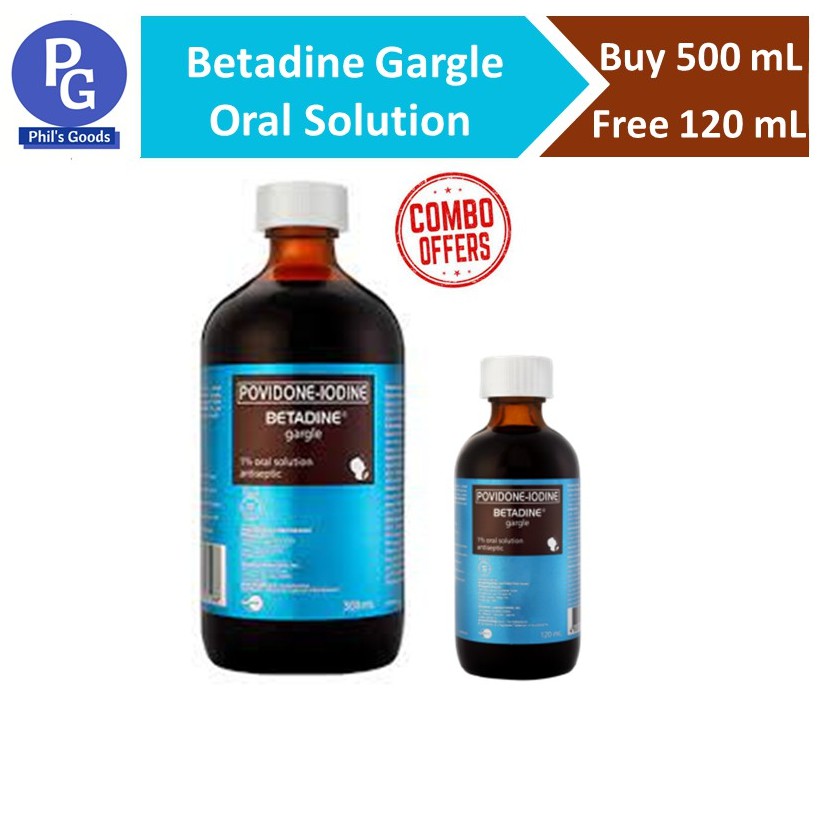 Betadine Gargle Oral Solution PovidoneIodine, 500 mL + FREE 120 mL