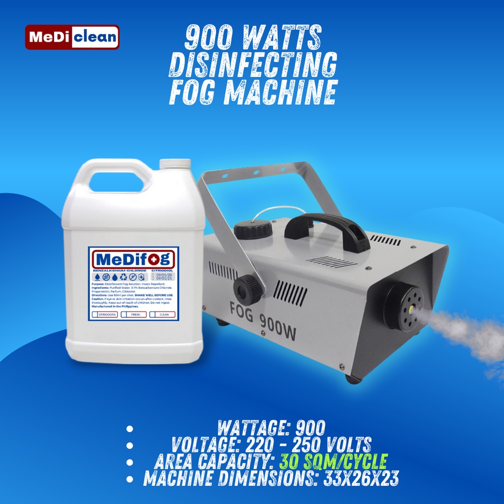 FOG MACHINE DISINFECTION MEDI FOG FOGGER DISINFECTANT 900 WATTS with free 4L Fog Solution