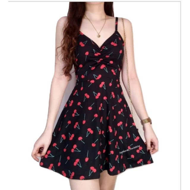 Cherry Skater Dress  sleeveless joymarcelo Shopee  