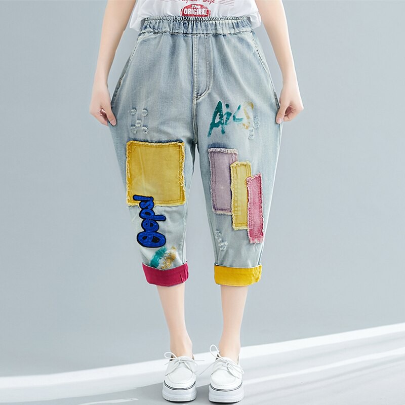 womens ripped capri jeans