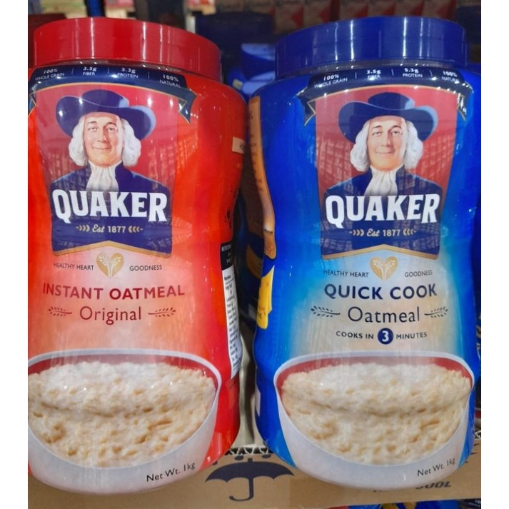 Quaker Oats Oatmeal Instant or Quick Cook 100% Whole Grain Big size 1kg ...