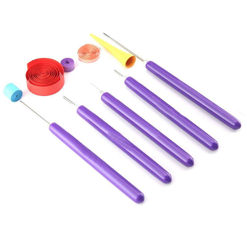 5 in 1 Quilling Tools, 5Pcs Different Size Quilling Slotted Tools Paper Quilling Kits Handmade Rolling Curling Quilling Pen for Art Craft DIY Paper