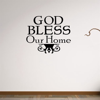 Bible Verse Wall stickers Home Decor Praise Worship ” God Bless our home ” Quotes Christian Bless Proverbs PVC Decals Living Room Mural #4