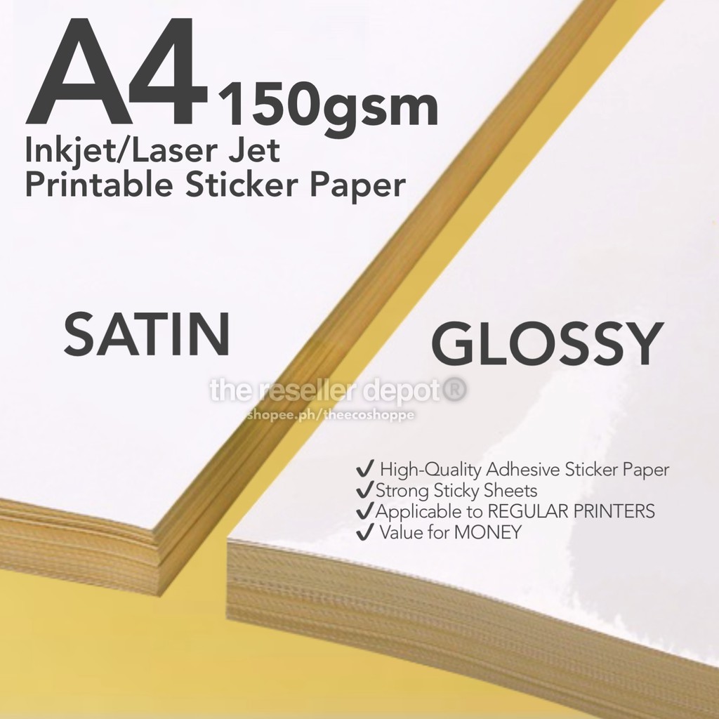 A4 Sticker Paper Printable Matte, Glossy & Satin 150gsm Waybill 100pcs