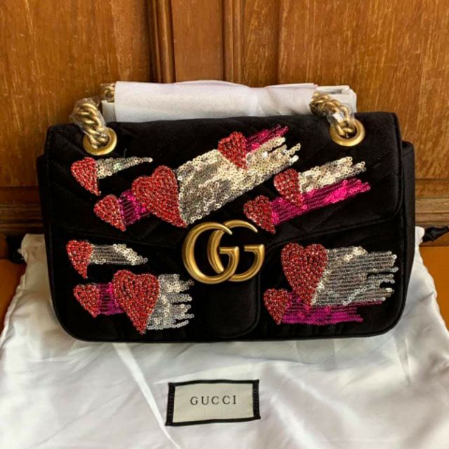 gucci velvet pink bag