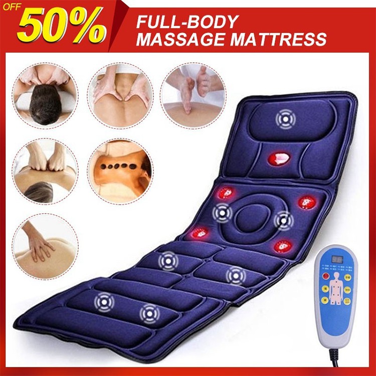 Collapsible Full Body Massage Mattress Automatic Heating Far Infrared Vibration Massager Cushion 6441