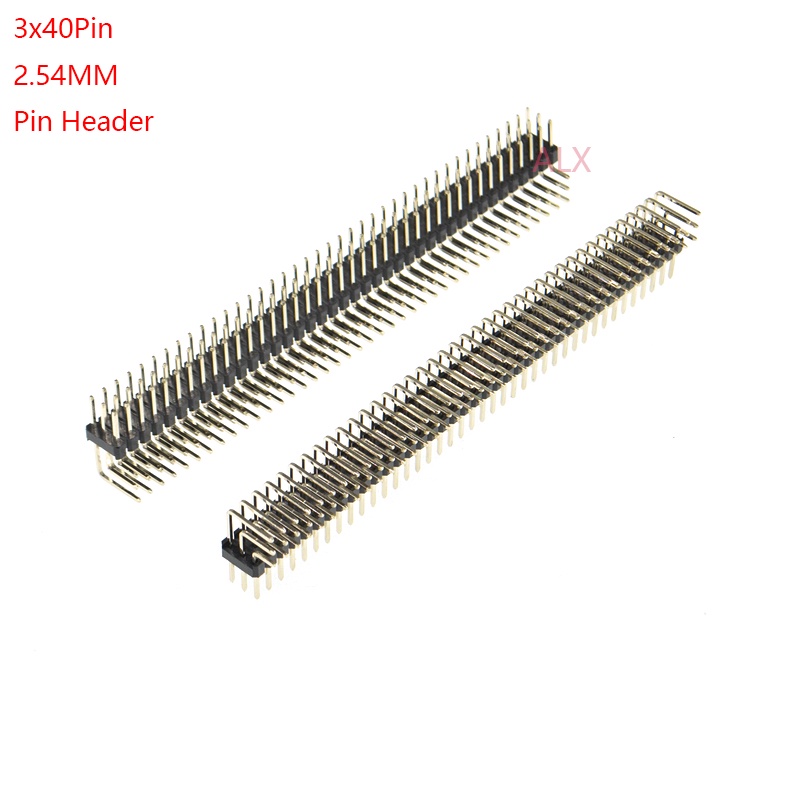 2pcs 3x40 Pin Double Row Male 254mm Pitch Right Angle Pin Header Connector Strip 3x40pin 340 3982